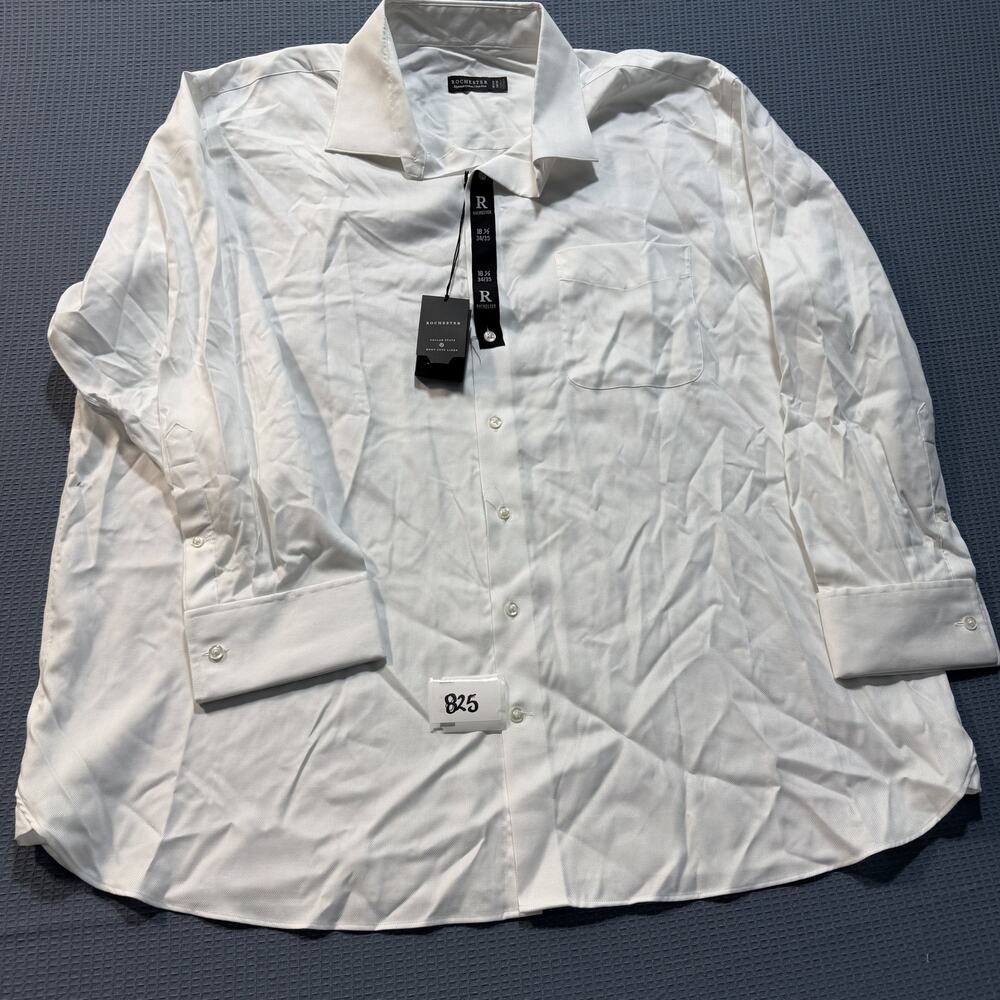 Rochester Button-Down Long-Sleeved Collar‎ Shirt Men Sz 18.5 White Brand New